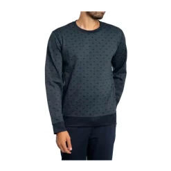 Trøjer|Sweatshirts^Emporio Armani Felpa Lounge Jacquard Blå