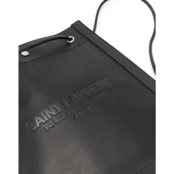 Indkøbstasker^Saint Laurent Flad Crossbody Taske Læder Sort