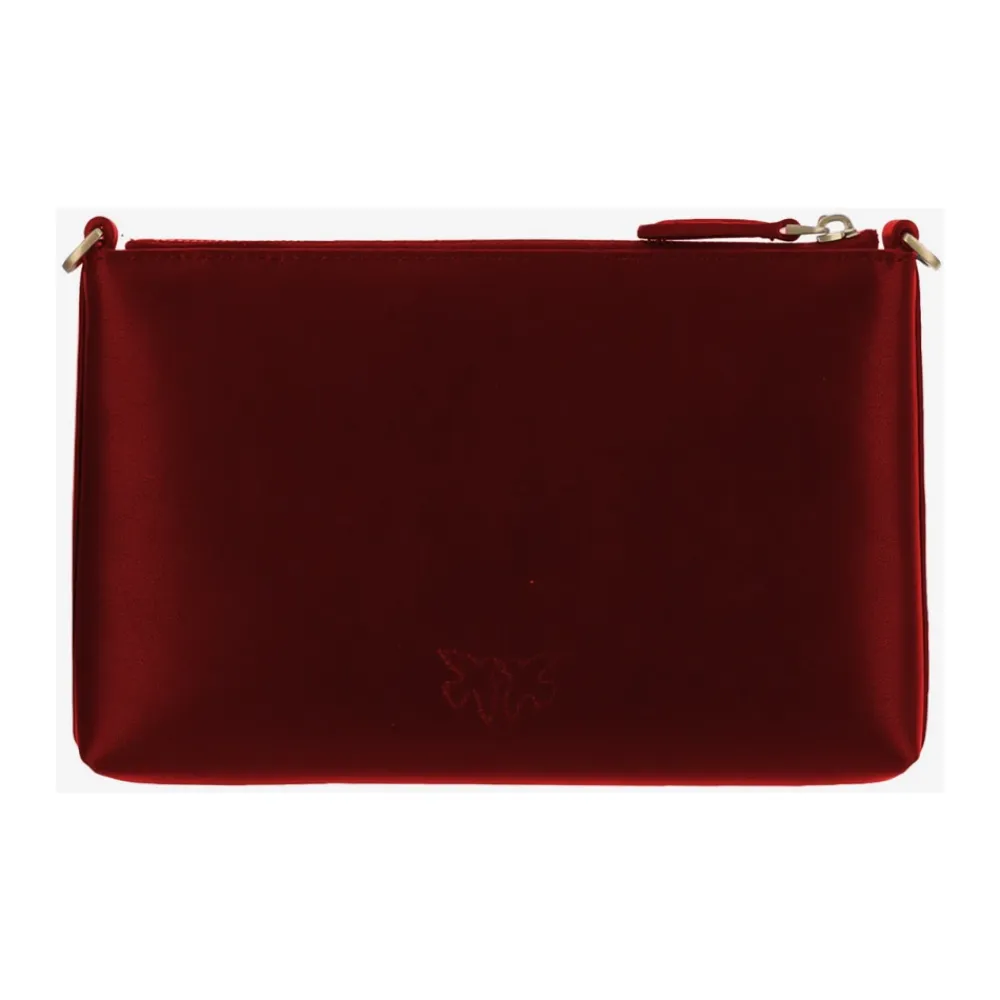 Clutch^PINKO Flad læder clutch med Love Birds-logo Rød