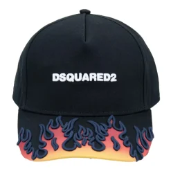 Huer & Kasketter^Dsquared2 Flamme Detalje Bomuld Baseball Kasket Sort