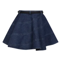 Nederdele<Self Portrait Flared Denim Mini Skirt Blå