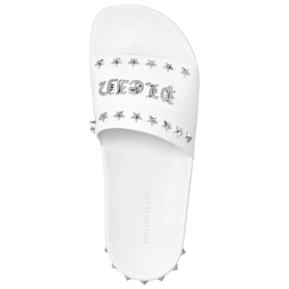 Sandaler^Philipp Plein Flat Gummy Sandals Gothic Plein Hvid