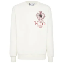 Sweatshirts<Philipp Plein Fleece Rundhalset Sweatshirt Plein Hotel Hvid