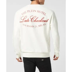 Sweatshirts<Philipp Plein Fleece Rundhalset Sweatshirt Plein Hotel Hvid