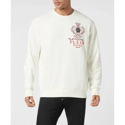 Sweatshirts<Philipp Plein Fleece Rundhalset Sweatshirt Plein Hotel Hvid