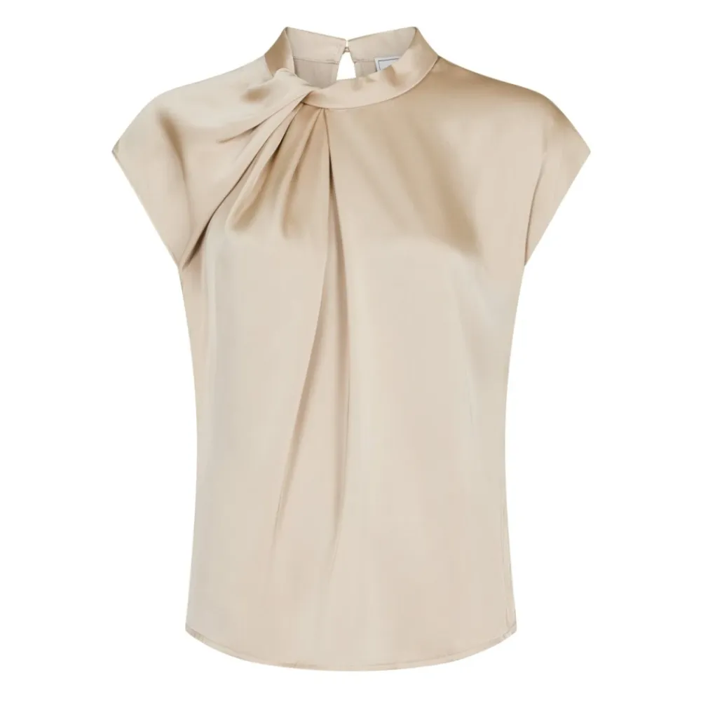 Bluser & Skjorter^Neo Noir Fleur Drapy Satin Bluse Beige