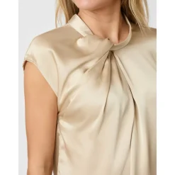Bluser & Skjorter^Neo Noir Fleur Drapy Satin Bluse Beige