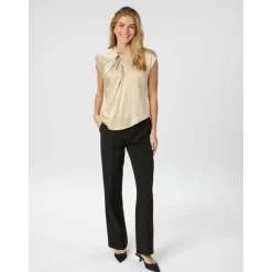 Bluser & Skjorter^Neo Noir Fleur Drapy Satin Bluse Beige