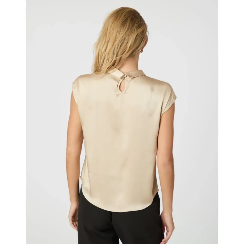Bluser & Skjorter^Neo Noir Fleur Drapy Satin Bluse Beige