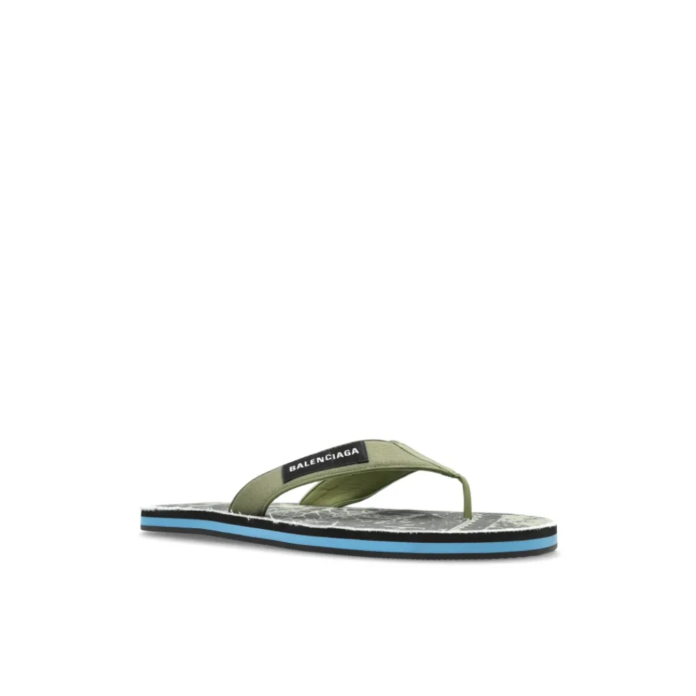 Sandaler^Balenciaga Flip-flops med logo Grøn