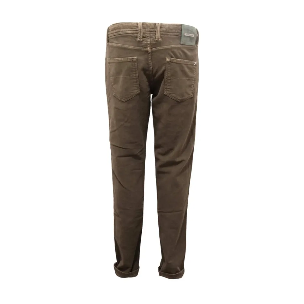 Jeans<Tramarossa Fløjl Bukser Leonardo Knapper Militær Stil Grøn