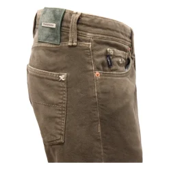 Jeans<Tramarossa Fløjl Bukser Leonardo Knapper Militær Stil Grøn
