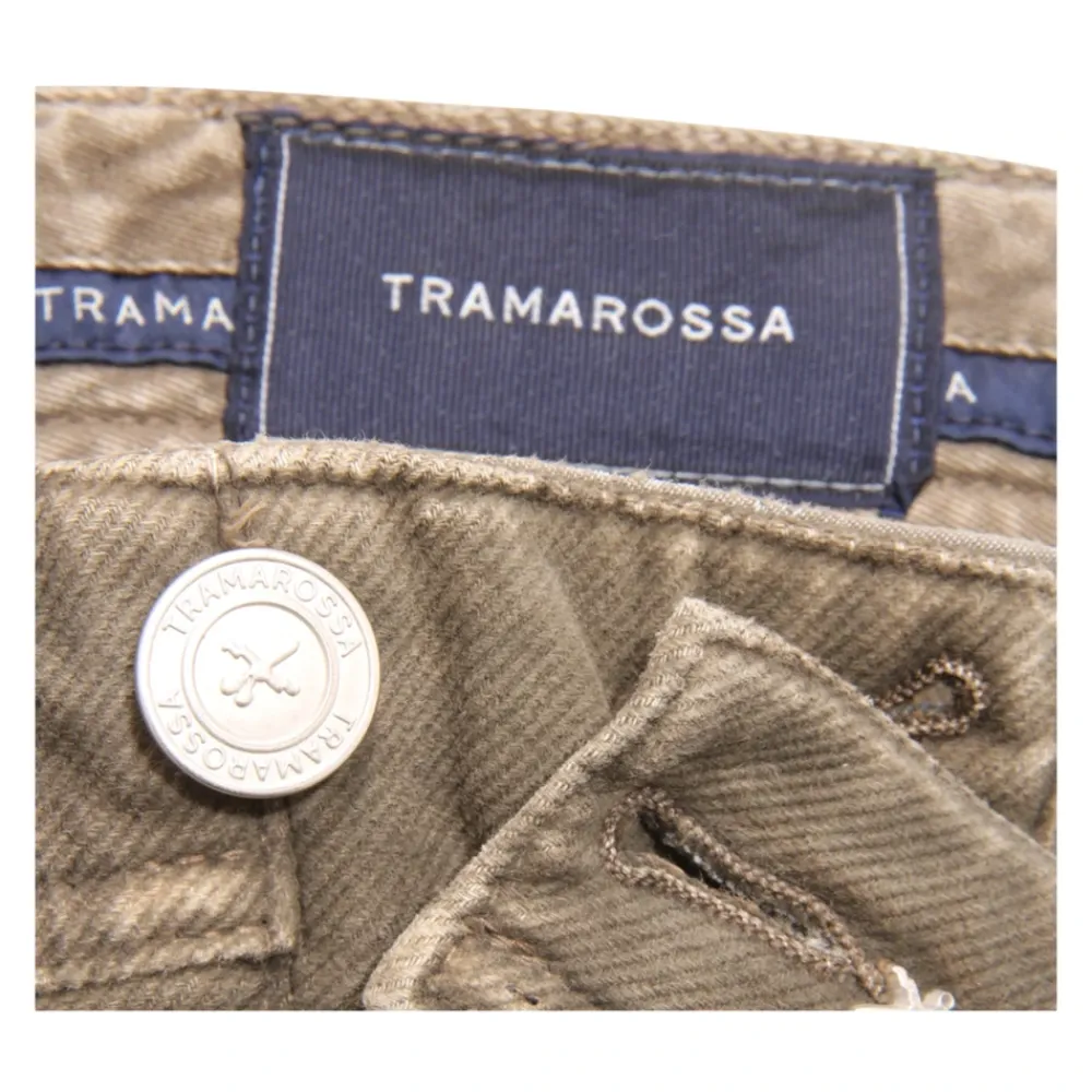 Jeans<Tramarossa Fløjl Bukser Leonardo Knapper Militær Stil Grøn