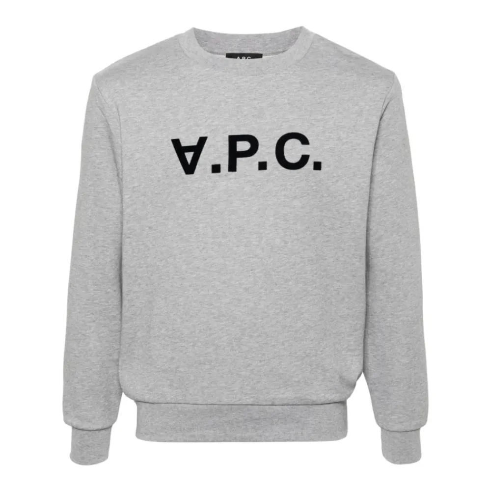 Sweatshirts^A.P.C. Flocked Logo Sweatshirt Grå