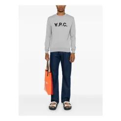 Sweatshirts^A.P.C. Flocked Logo Sweatshirt Grå