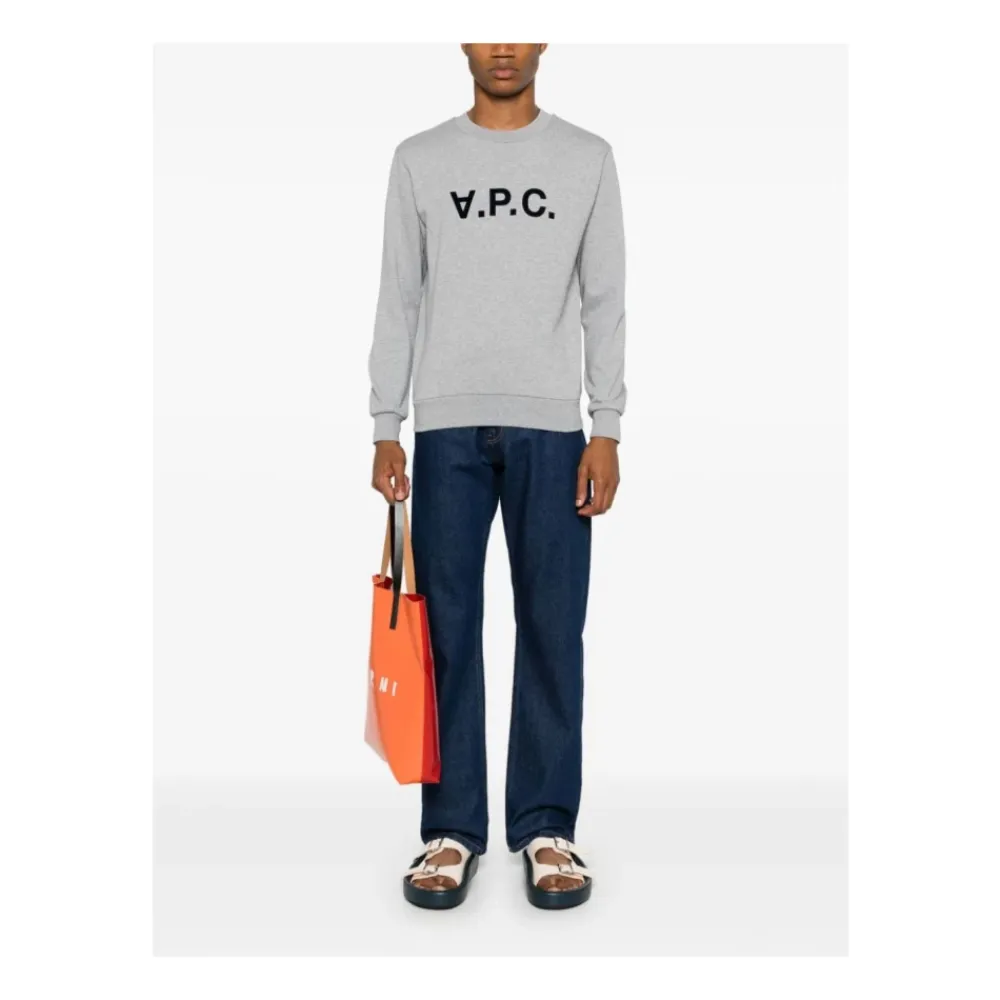 Sweatshirts^A.P.C. Flocked Logo Sweatshirt Grå