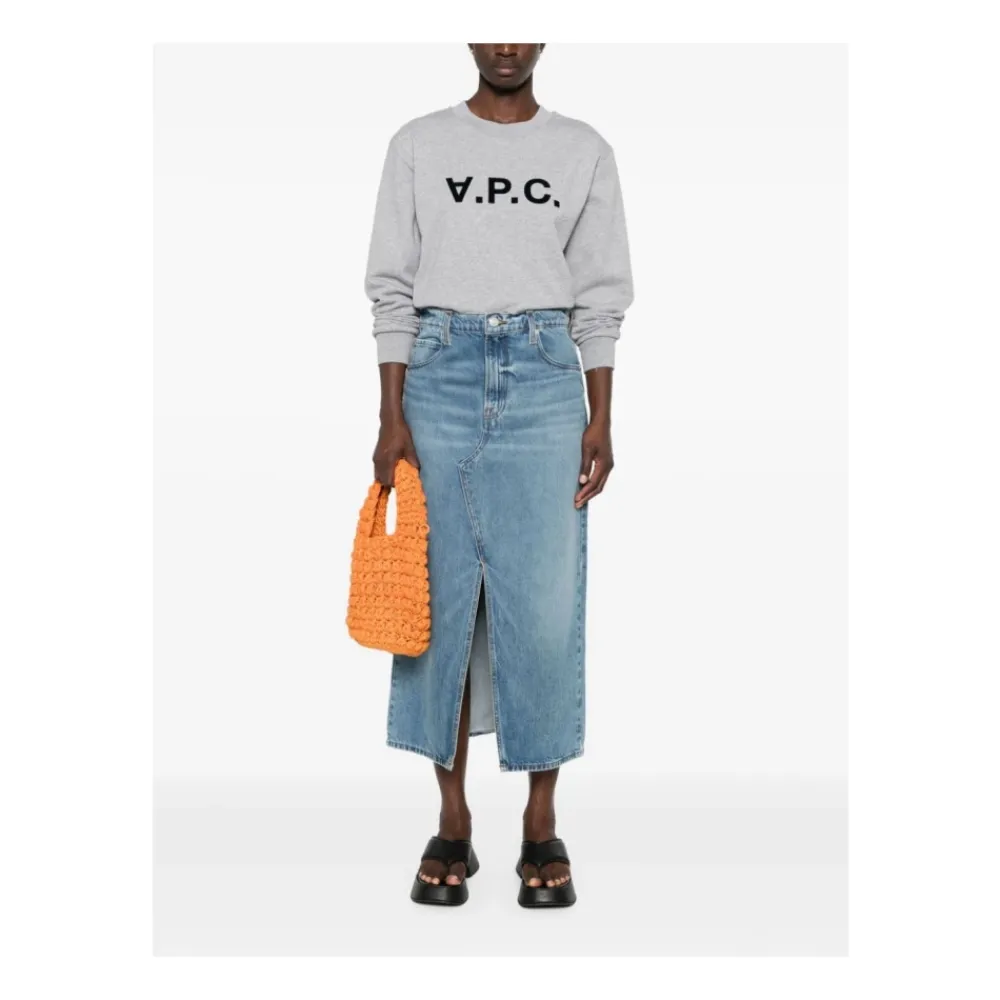 Sweatshirts^A.P.C. Flocked Logo Sweatshirt Grå