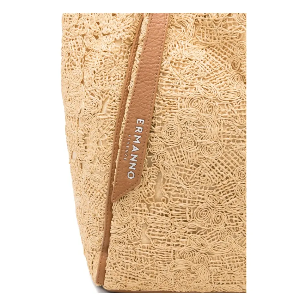Indkøbstasker^Ermanno Scervino Floral Appliqué Tote Bag Beige