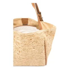 Indkøbstasker^Ermanno Scervino Floral Appliqué Tote Bag Beige