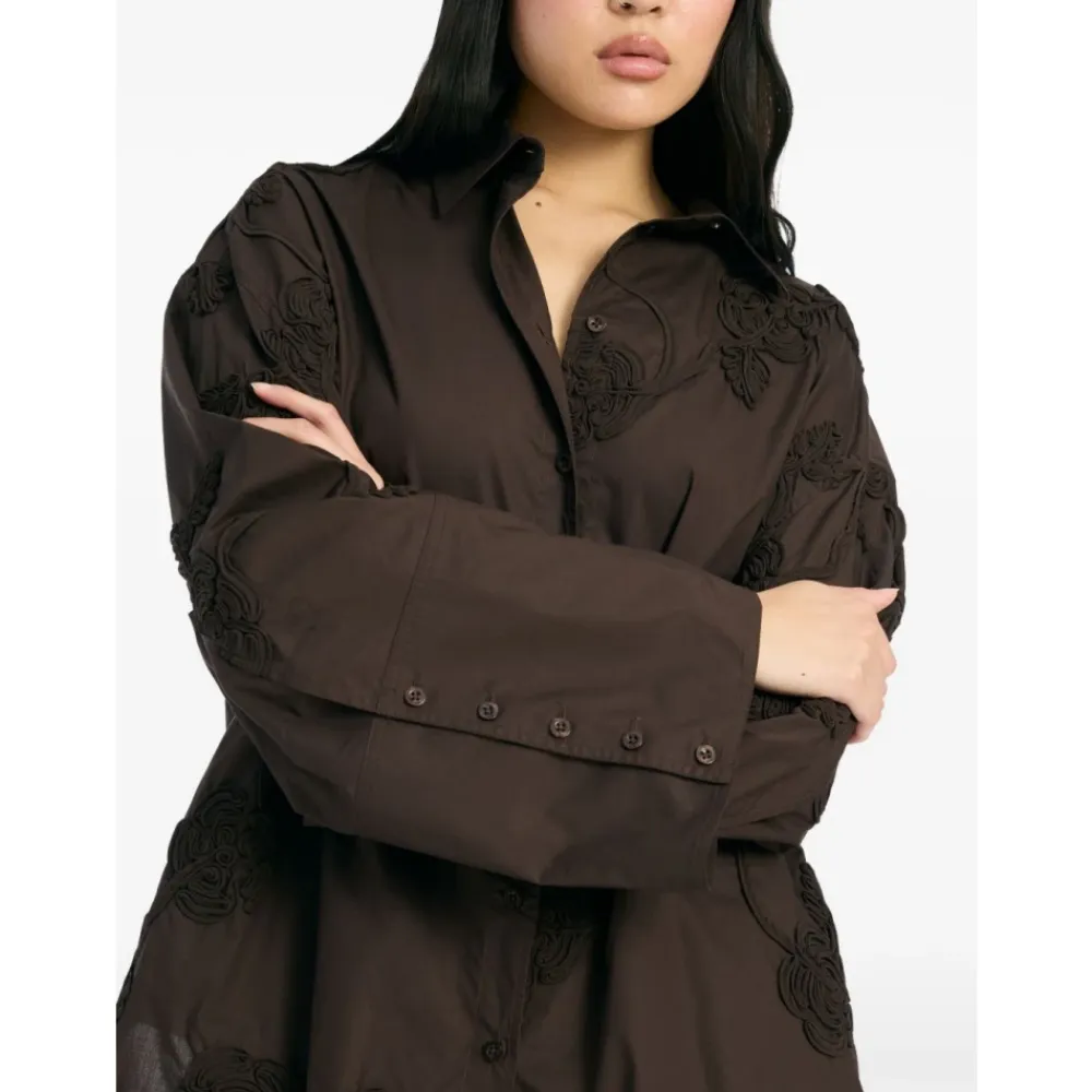 Bluser & Skjorter^ROTATE Birger Christensen Flower Oversized Shirt Brun