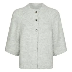 Striktrøjer & Sweatere<Neo Noir Fluffy Knit Cardigan Grå