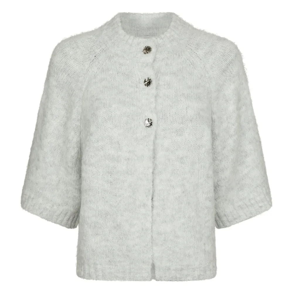 Striktrøjer & Sweatere<Neo Noir Fluffy Knit Cardigan Grå