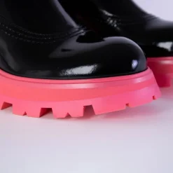 Chelsea Boots^Alexander McQueen Fluo Pink Sole Chelsea Støvler Sort