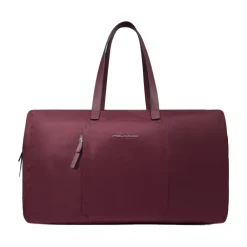 Rejsetasker^Piquadro Foldable duffel bag for women in fabric and leather pocket for Smart Tracker Rød