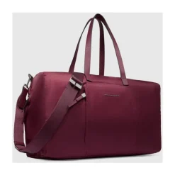 Rejsetasker^Piquadro Foldable duffel bag for women in fabric and leather pocket for Smart Tracker Rød