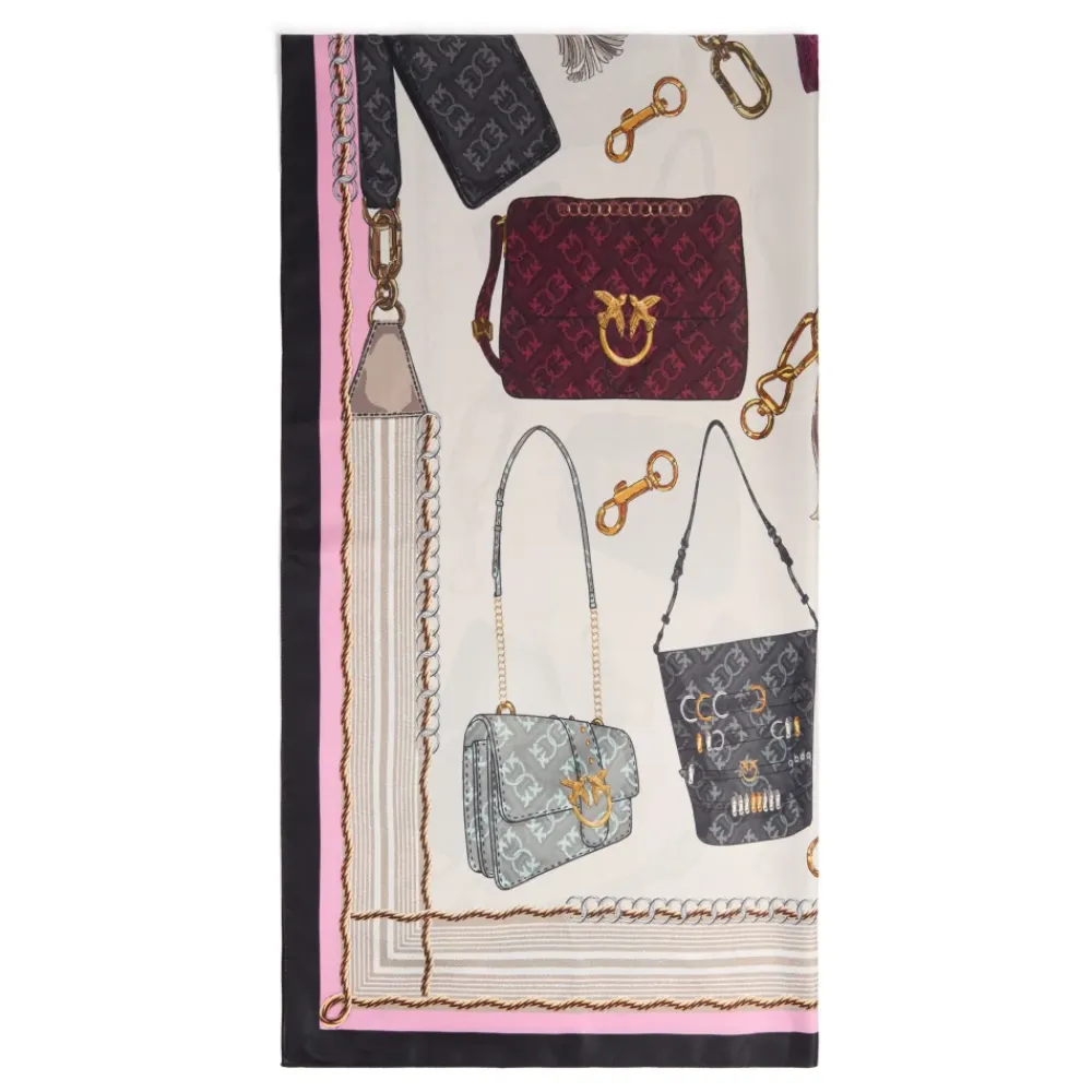 Halstørklæder Og Tørklæder^PINKO Foulard i twill med taske- og logoprint Multifarvet