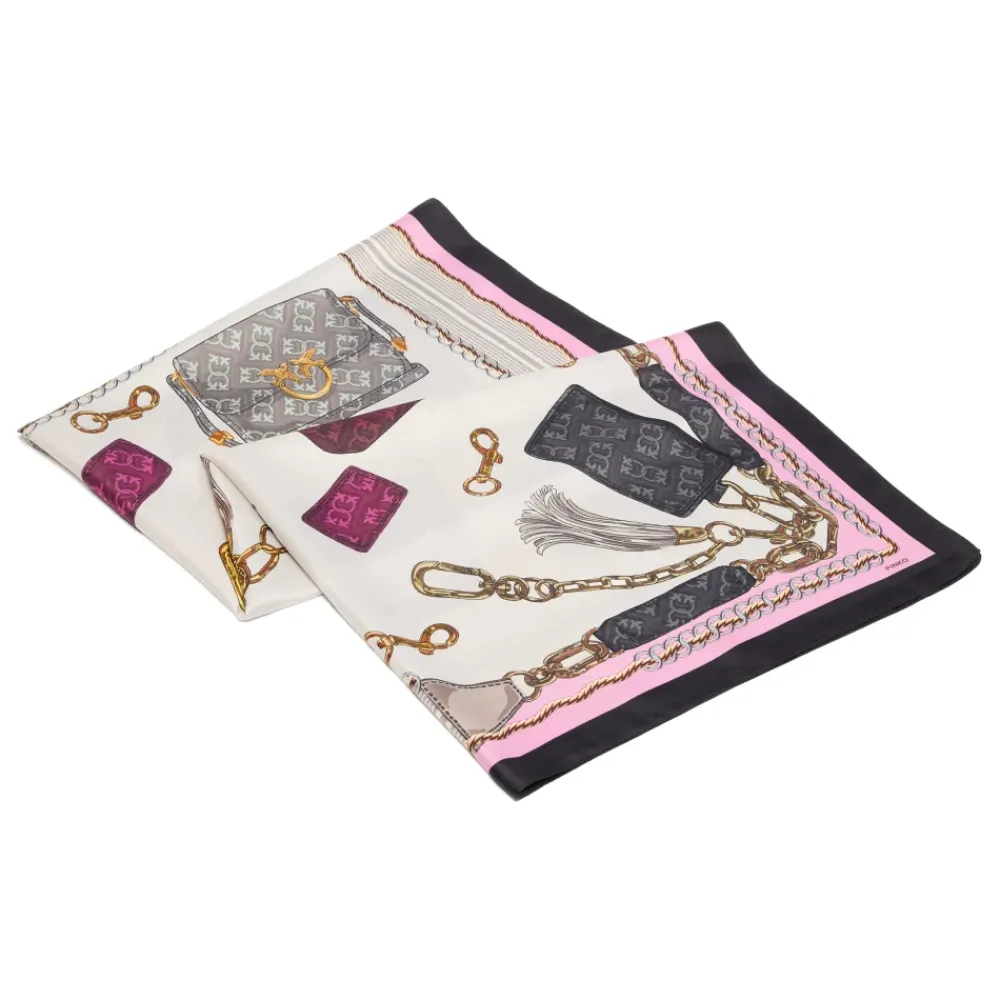 Halstørklæder Og Tørklæder^PINKO Foulard i twill med taske- og logoprint Multifarvet