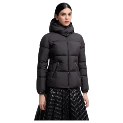 Jakker<Moncler Fourmines Hætteforet Kort Dunjakke Sort