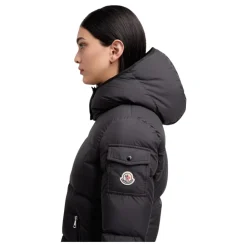 Jakker<Moncler Fourmines Hætteforet Kort Dunjakke Sort