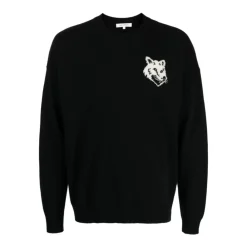 Sweatshirts^Maison Kitsuné Fox Head Intarsia Logo Sweater Sort