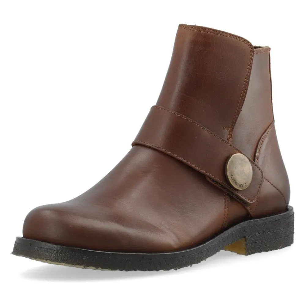Støvler<Cashott FREJA Low Biker Boot Cognac Brun