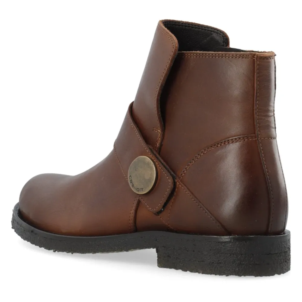 Støvler<Cashott FREJA Low Biker Boot Cognac Brun