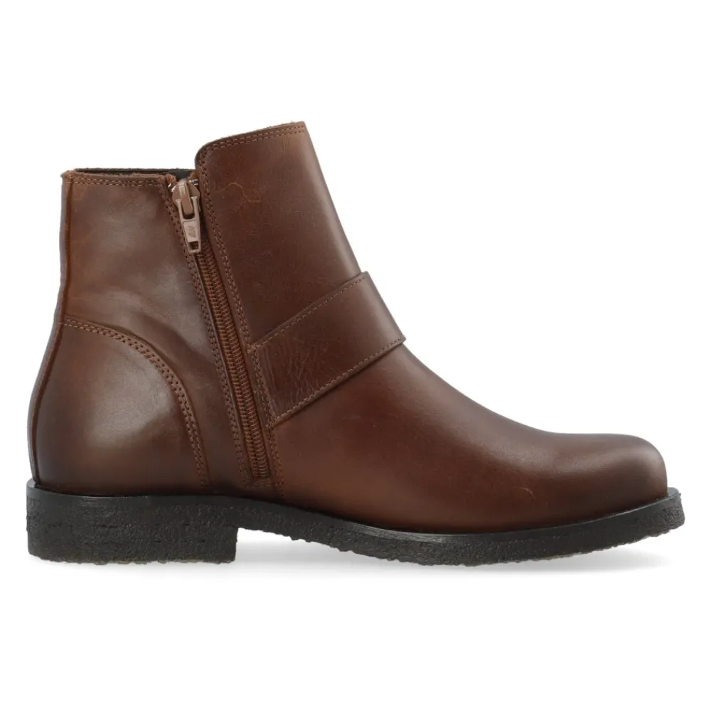 Støvler<Cashott FREJA Low Biker Boot Cognac Brun