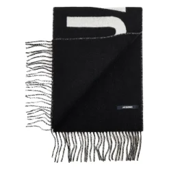 Tørklæder<Jacquemus Fringe Logo Scarf Sort