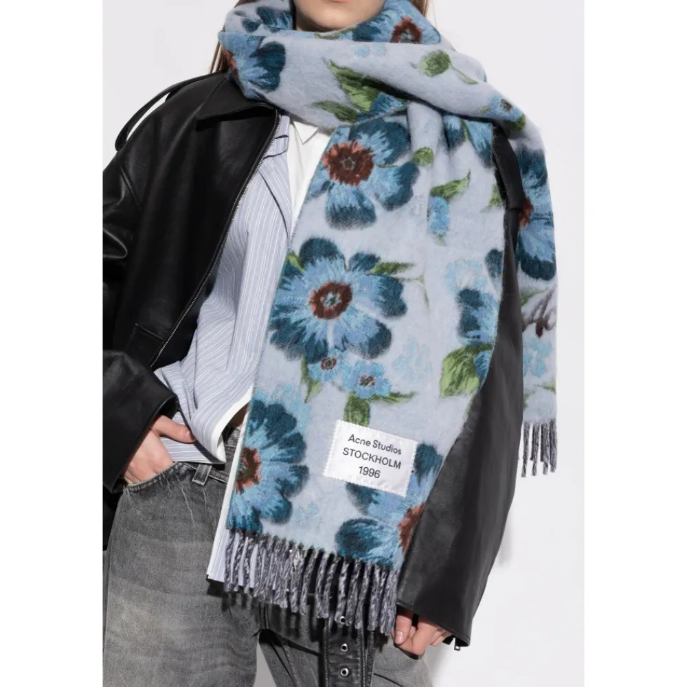 Halstørklæder Og Tørklæder|Tørklæder^Acne Studios Fringed Wool Scarf Blå