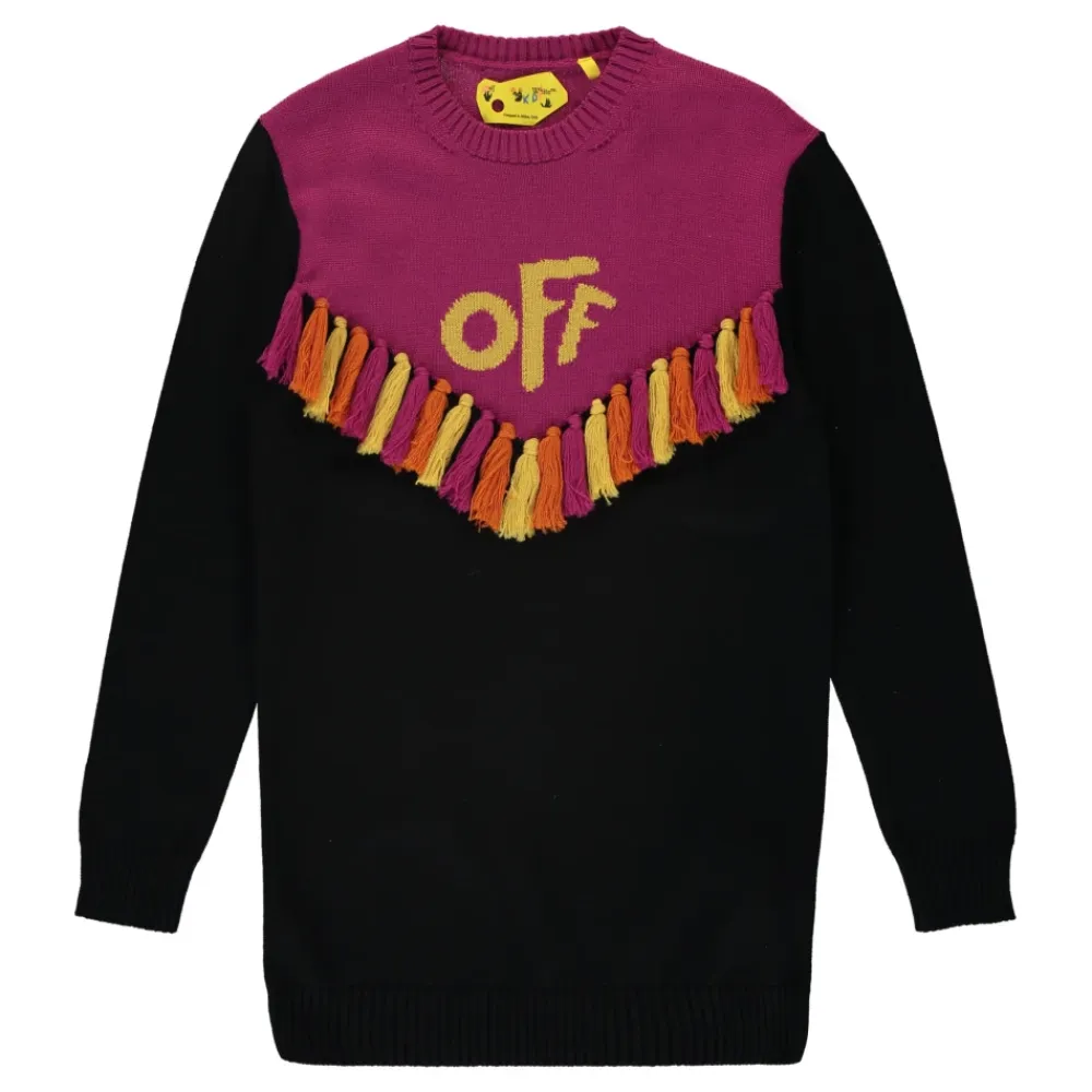 Kjoler & Nederdele<Off White Frynse Strikket Kjole Sort