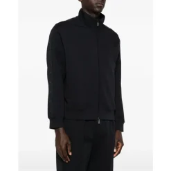Træningsjakker^Emporio Armani Full zip double jersey sweatshirt Sort