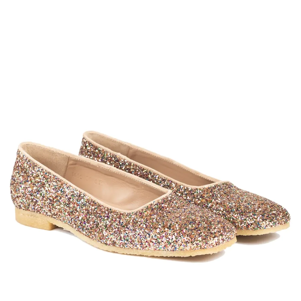 Ballerina Sko^Angulus Funklende Glitter Ballerina - Multi Glitter / Sand Multifarvet