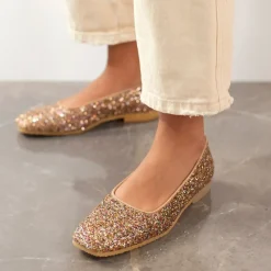 Ballerina Sko^Angulus Funklende Glitter Ballerina - Multi Glitter / Sand Multifarvet