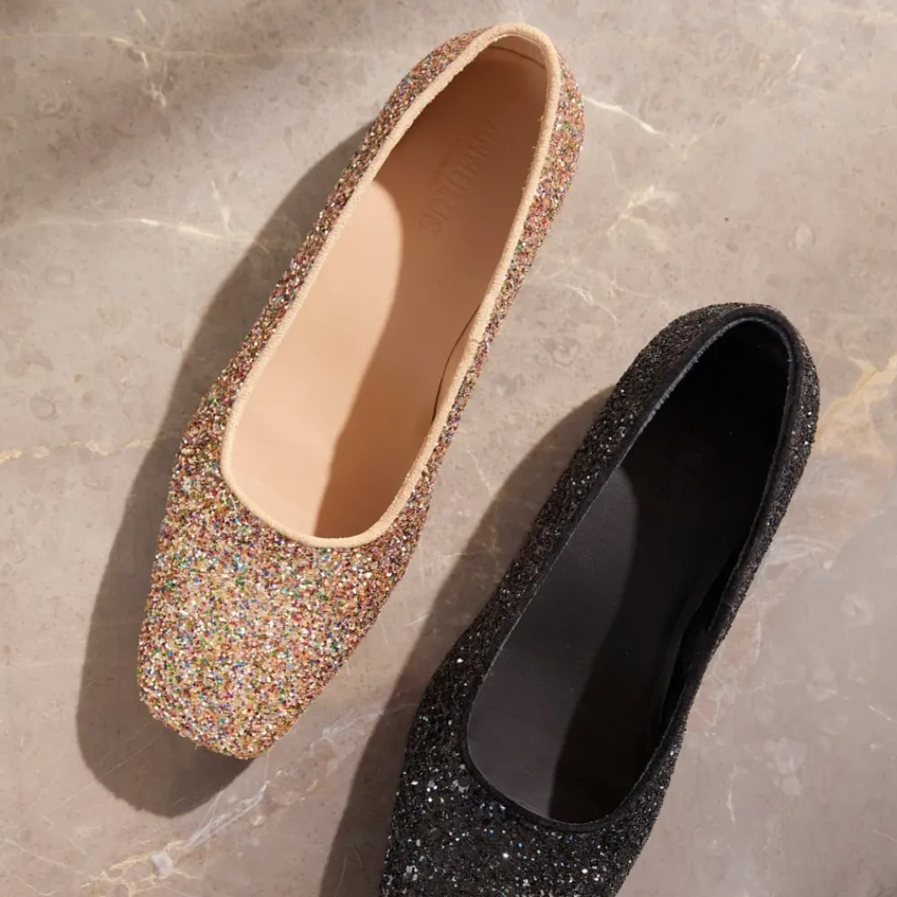 Ballerina Sko^Angulus Funklende Glitter Ballerina - Multi Glitter / Sand Multifarvet