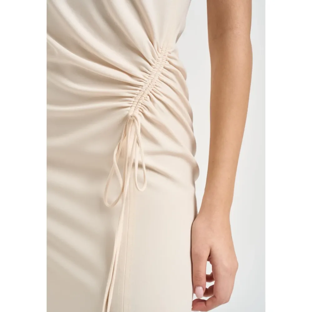 Kjoler<Patrizia Pepe Gathered Split Dress Hvid