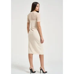 Kjoler<Patrizia Pepe Gathered Split Dress Hvid