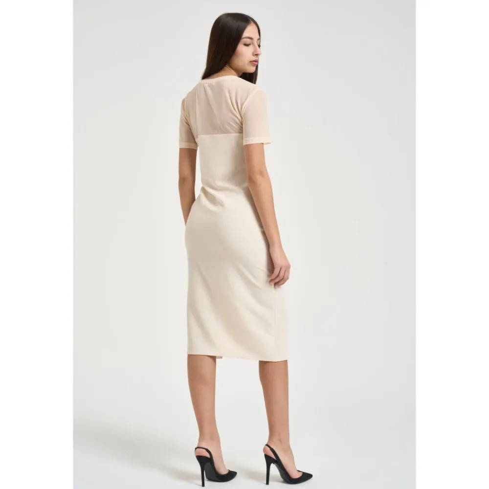 Kjoler<Patrizia Pepe Gathered Split Dress Hvid