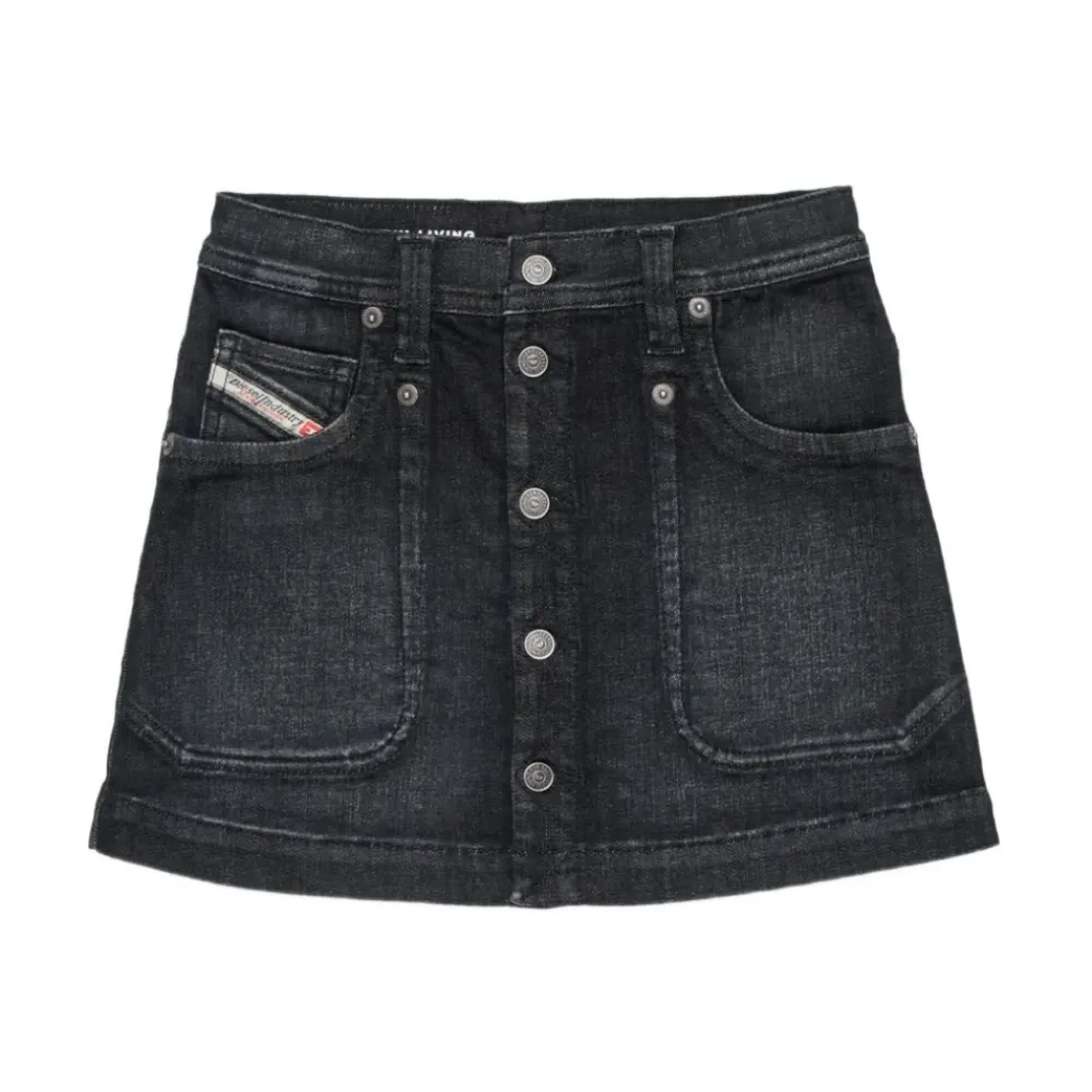 Kjoler & Nederdele<Diesel Gealbus Denim Mini Skirt Sort
