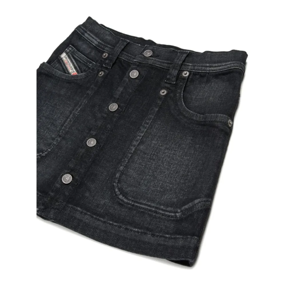 Kjoler & Nederdele<Diesel Gealbus Denim Mini Skirt Sort