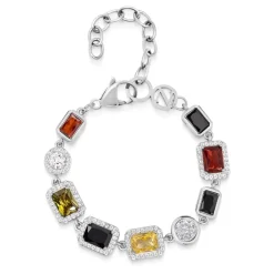 Smykker^Nialaya Gem Bracelet in Silver Grå